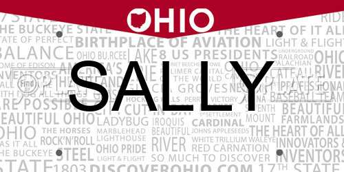 SALLY Ohio License Plate