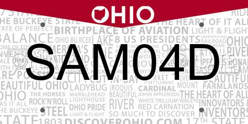 SAM04D Ohio License Plate