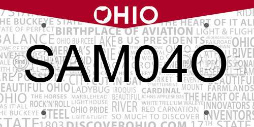 SAM04O Ohio License Plate