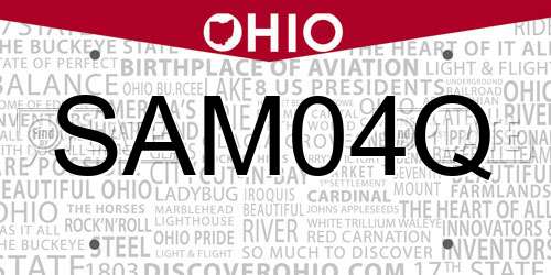 SAM04Q Ohio License Plate
