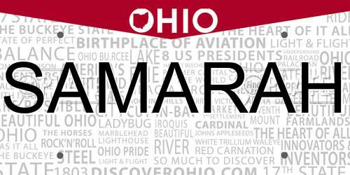 SAMARAH Ohio License Plate