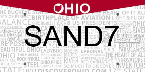 SAND7 Ohio License Plate