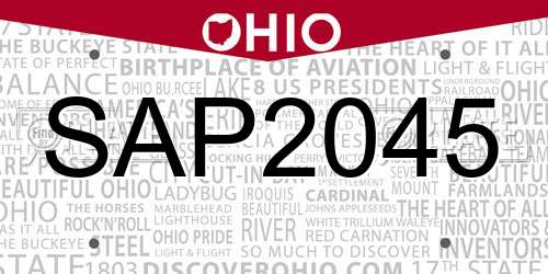 SAP2045 Ohio License Plate