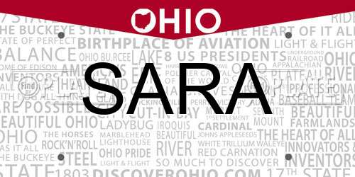 SARA Ohio License Plate