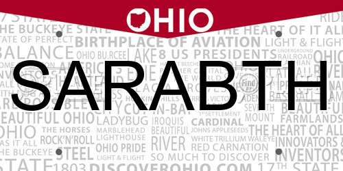 SARABTH Ohio License Plate