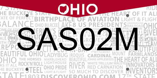 SAS02M Ohio License Plate
