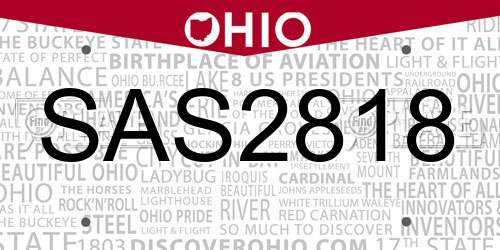 SAS2818 Ohio License Plate