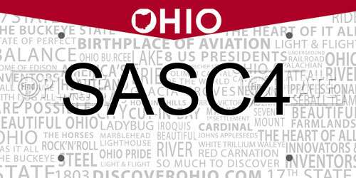 SASC4 Ohio License Plate