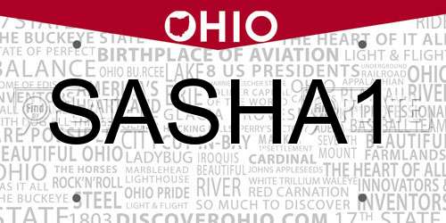 SASHA1 Ohio License Plate
