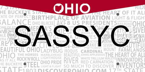 SASSYC Ohio License Plate
