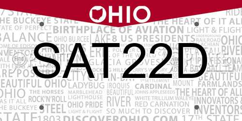 SAT22D Ohio License Plate