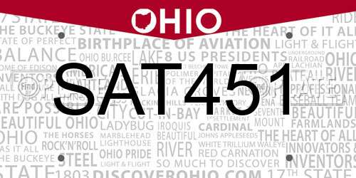SAT451 Ohio License Plate