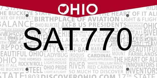 SAT770 Ohio License Plate