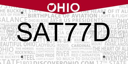 SAT77D Ohio License Plate