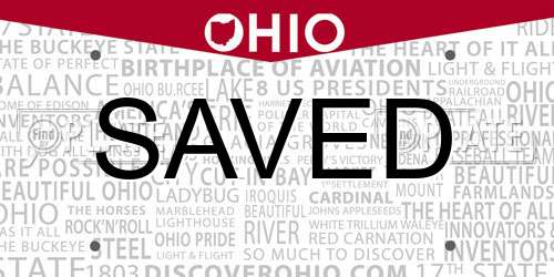 SAVED Ohio License Plate