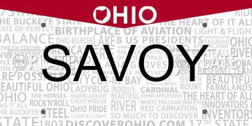 SAVOY Ohio License Plate