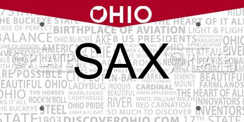 SAX Ohio License Plate