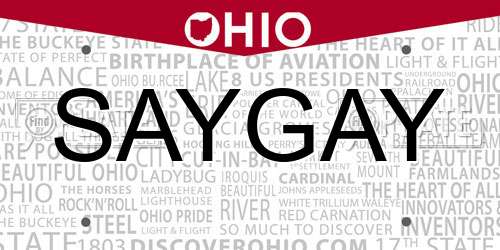 SAYGAY Ohio License Plate