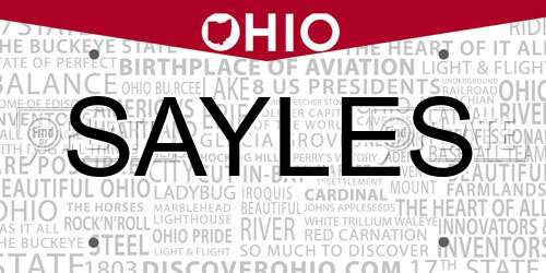 SAYLES Ohio License Plate