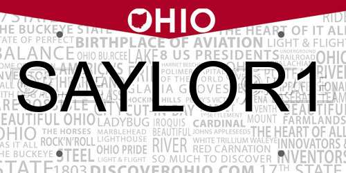 SAYLOR1 Ohio License Plate