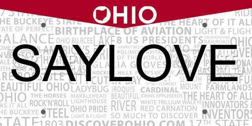 SAYLOVE Ohio License Plate