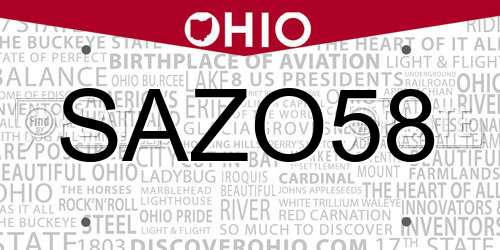 SAZO58 Ohio License Plate
