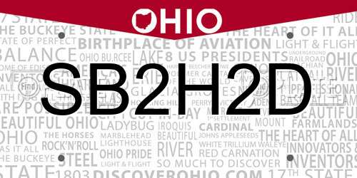 SB2H2D Ohio License Plate
