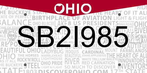 SB2I985 Ohio License Plate