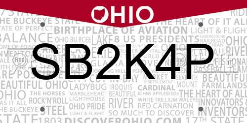 SB2K4P Ohio License Plate