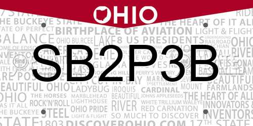 SB2P3B Ohio License Plate