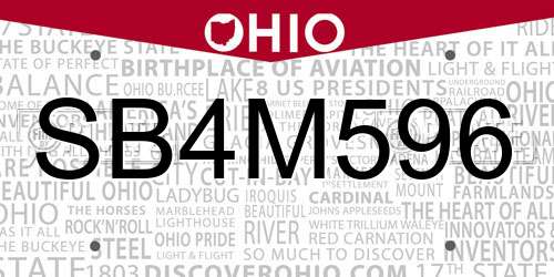 SB4M596 Ohio License Plate