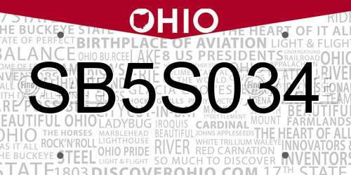 SB5S034 Ohio License Plate