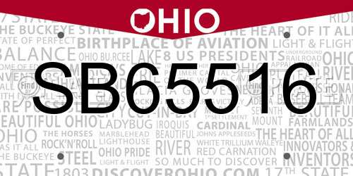 SB65516 Ohio License Plate