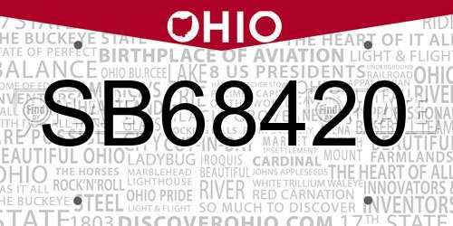 SB68420 Ohio License Plate