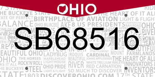 SB68516 Ohio License Plate
