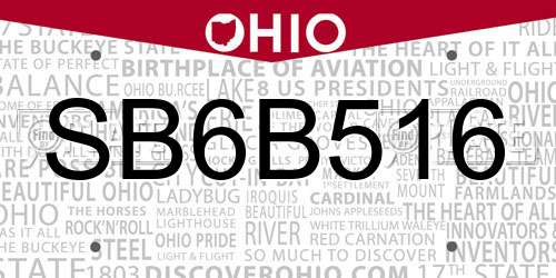 SB6B516 Ohio License Plate