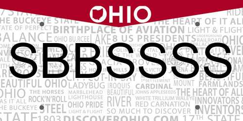 SBBSSSS Ohio License Plate