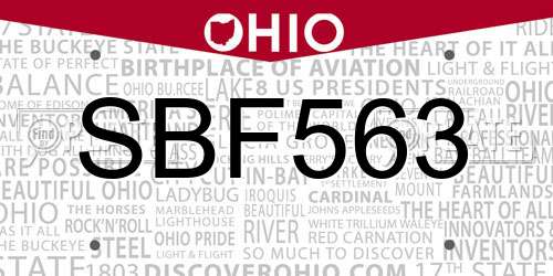 SBF563 Ohio License Plate
