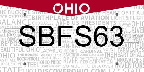 SBFS63 Ohio License Plate
