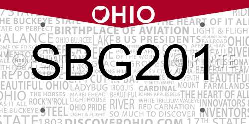 SBG201 Ohio License Plate