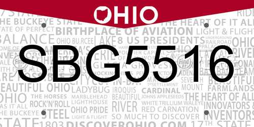 SBG5516 Ohio License Plate