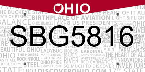 SBG5816 Ohio License Plate