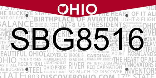 SBG8516 Ohio License Plate