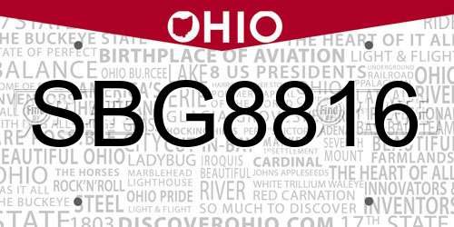 SBG8816 Ohio License Plate