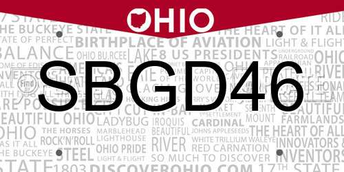 SBGD46 Ohio License Plate