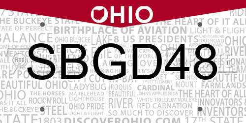 SBGD48 Ohio License Plate