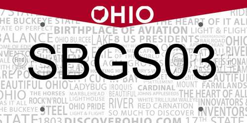 SBGS03 Ohio License Plate