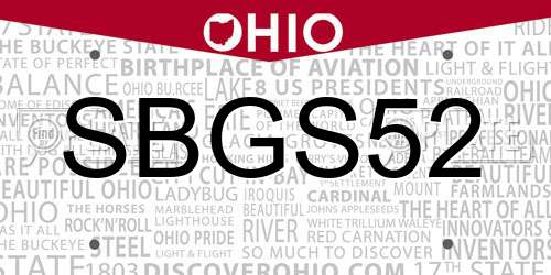 SBGS52 Ohio License Plate