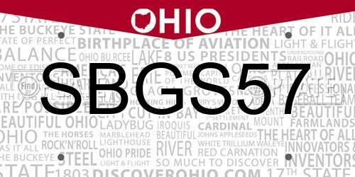 SBGS57 Ohio License Plate