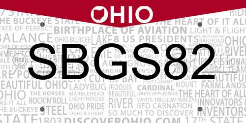 SBGS82 Ohio License Plate